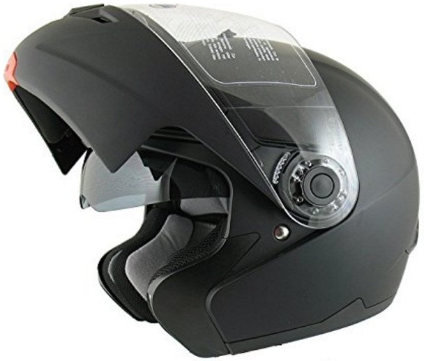 Le casque modulable AMX 910 Noir Mat taille M en position ouverte