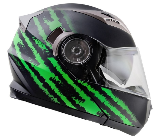 Le casque moto modulable Lifestyle LS-670 de profils avec la griffe de Monster Energy